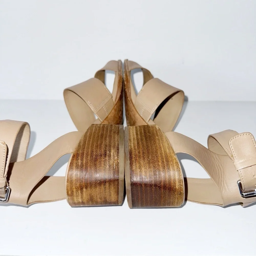 VINCE Tan Strappy Leather Ankle Strap Open Toe Sandals Size 38.5/8.5